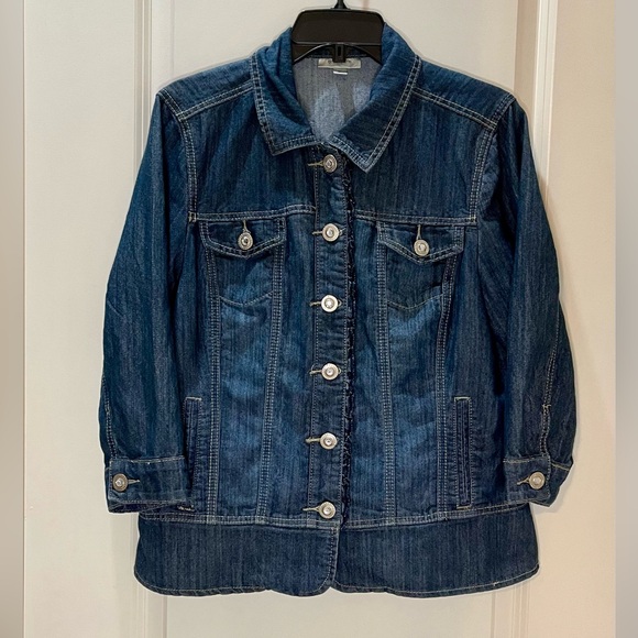 dressbarn Jackets & Blazers - Dressbarn Dark Wash Blue Jean Jacket with Stretch Size XL